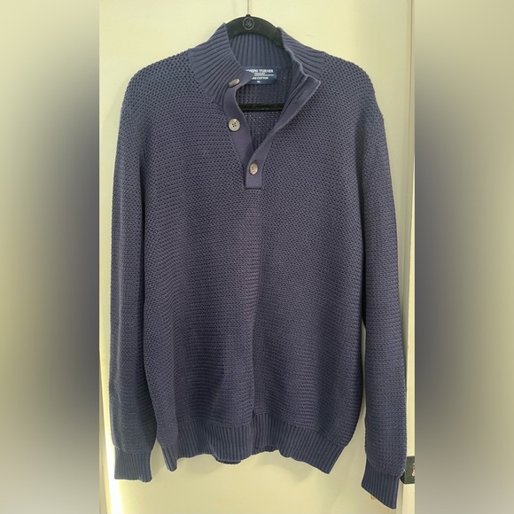 Joseph Turner Other - Joseph Turner Yorkshire 100% Cotton Button Neck Sweater XL Navy NWOT